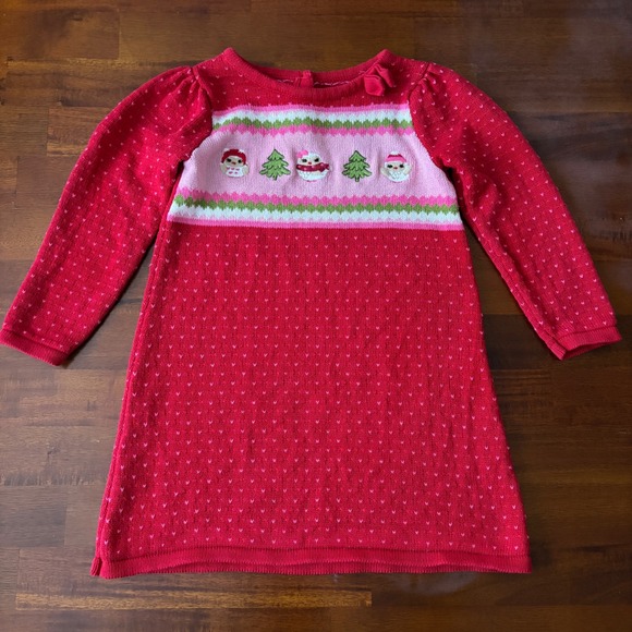 Gymboree Other - Gymboree Red Cozy Owl Long Sleeve Holiday Christmas Cotton Sweater Dress 3T